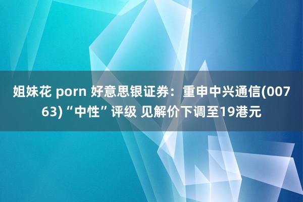 姐妹花 porn 好意思银证券：重申中兴通信(00763)“中性”评级 见解价下调至19港元