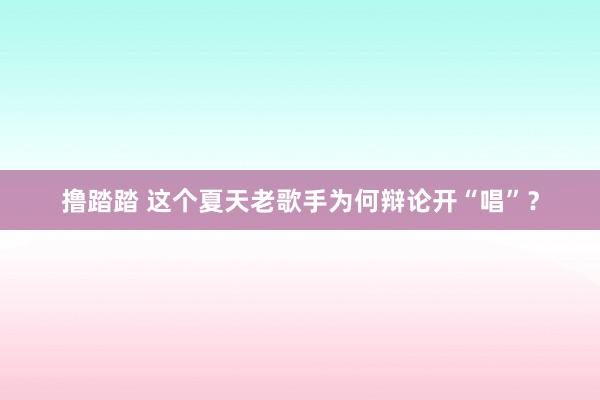 撸踏踏 这个夏天老歌手为何辩论开“唱”？