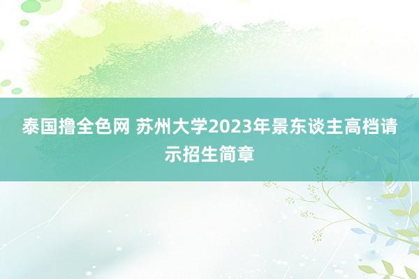 泰国撸全色网 苏州大学2023年景东谈主高档请示招生简章