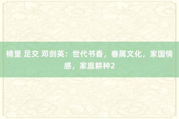 楠里 足交 邓剑英：世代书香，眷属文化，家国情感，家庭耕种2