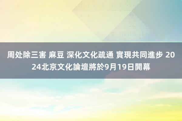 周处除三害 麻豆 深化文化疏通 實現共同進步 2024北京文化論壇將於9月19日開幕