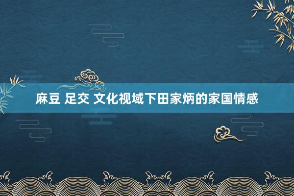 麻豆 足交 文化视域下田家炳的家国情感