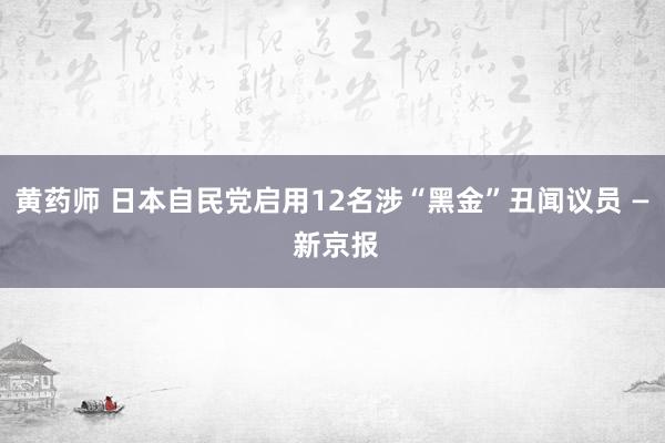 黄药师 日本自民党启用12名涉“黑金”丑闻议员 — 新京报